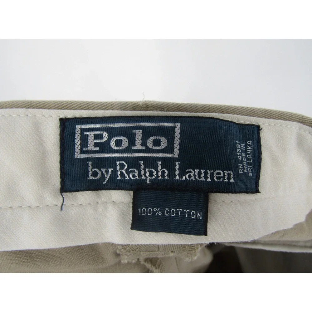 Polo Ralph‎ Lauren Chino Pants 46x30 Tan Flat Front Classic Fit Old Money Preppy